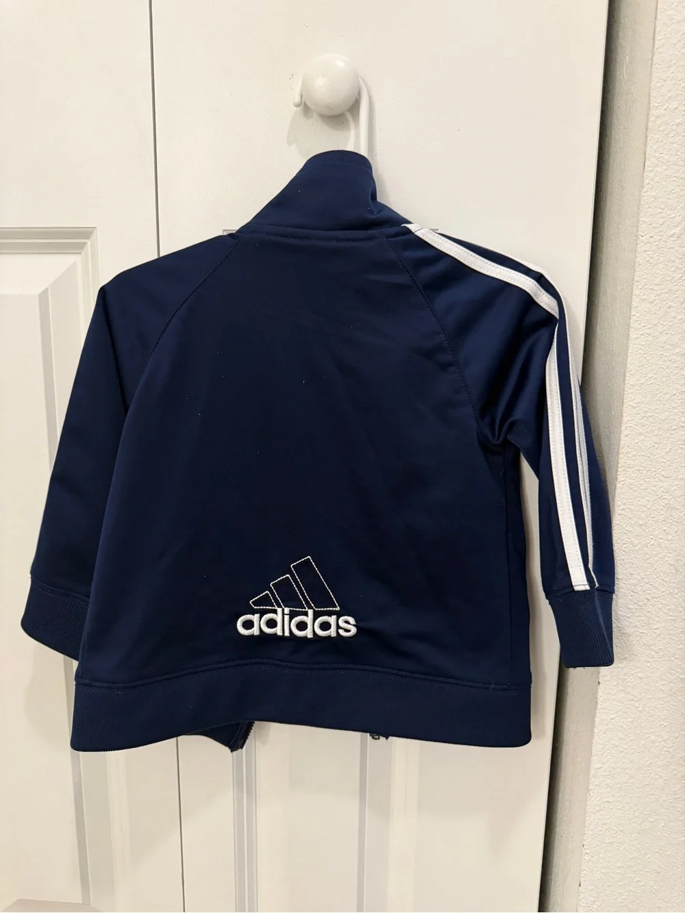 adidas Navy and White Youth Zip-Up Track Jacket